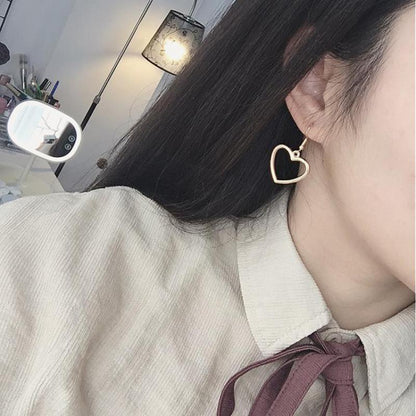 2024 New Hollow Geometry Earrings Heart Sweet Gold Love Earrings Women Gifts Jewelry Orecchini Brincos Pendientes Oorbellen