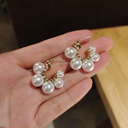 2024 New Inlaid Rhinestone Pearl Stud Earrings Women Personality Fashion Unique Design Earrings Wedding Jewelry Birthday Gift