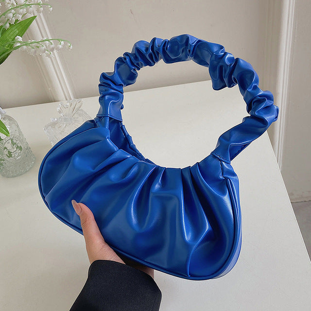 2024 Summer Pleated Handlebags For Women PU Cloud Bags Leisure Armpit Bag Shopping Shoulder Bags Dumpling Handbag Female