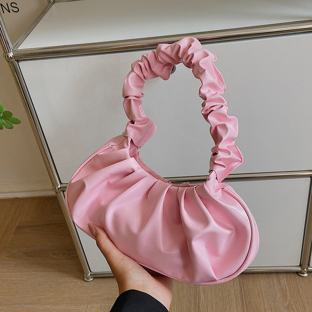 2024 Summer Pleated Handlebags For Women PU Cloud Bags Leisure Armpit Bag Shopping Shoulder Bags Dumpling Handbag Female