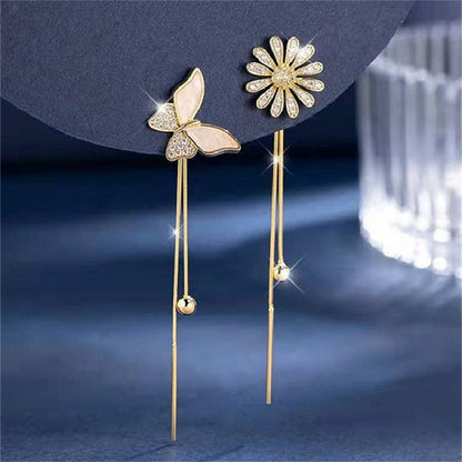 Fashion Butterfly Tassel Drop Earrings For Women Trendy Shiny Moon Star Pearls Dangle Earrings Korean Jewelry Girls Party Gifts