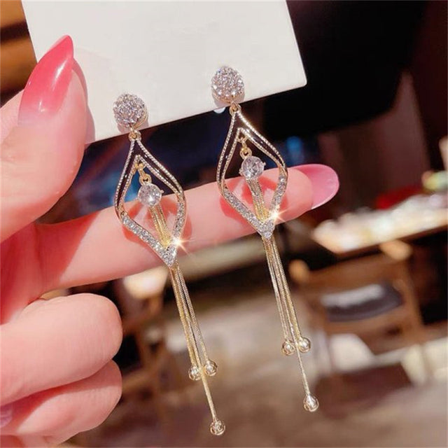 Fashion Butterfly Tassel Drop Earrings For Women Trendy Shiny Moon Star Pearls Dangle Earrings Korean Jewelry Girls Party Gifts