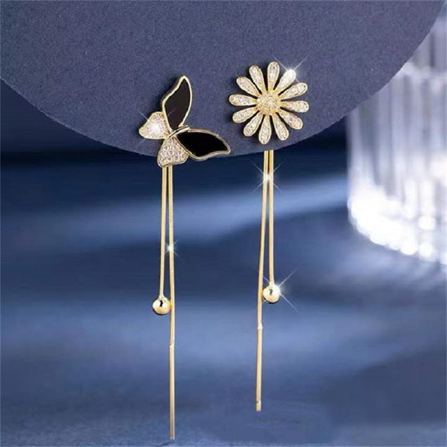 Fashion Butterfly Tassel Drop Earrings For Women Trendy Shiny Moon Star Pearls Dangle Earrings Korean Jewelry Girls Party Gifts