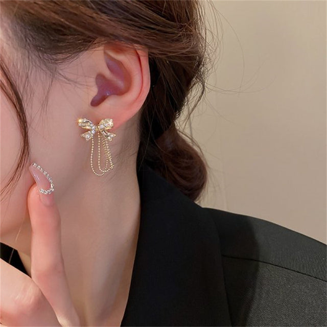 Fashion Butterfly Tassel Drop Earrings For Women Trendy Shiny Moon Star Pearls Dangle Earrings Korean Jewelry Girls Party Gifts